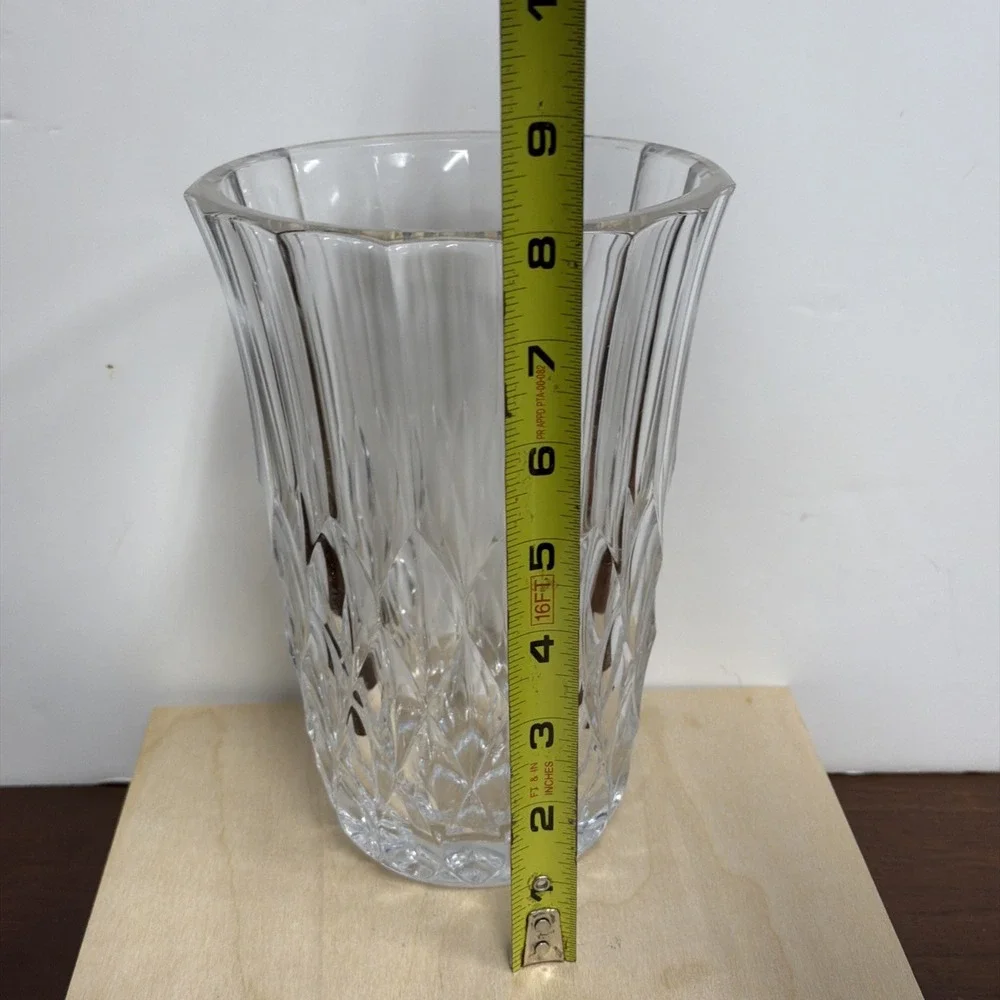 VINTAGE CUT GLASS VASE~VAL ST.‎ LAMBERT~DIAMOND PATTERN~8